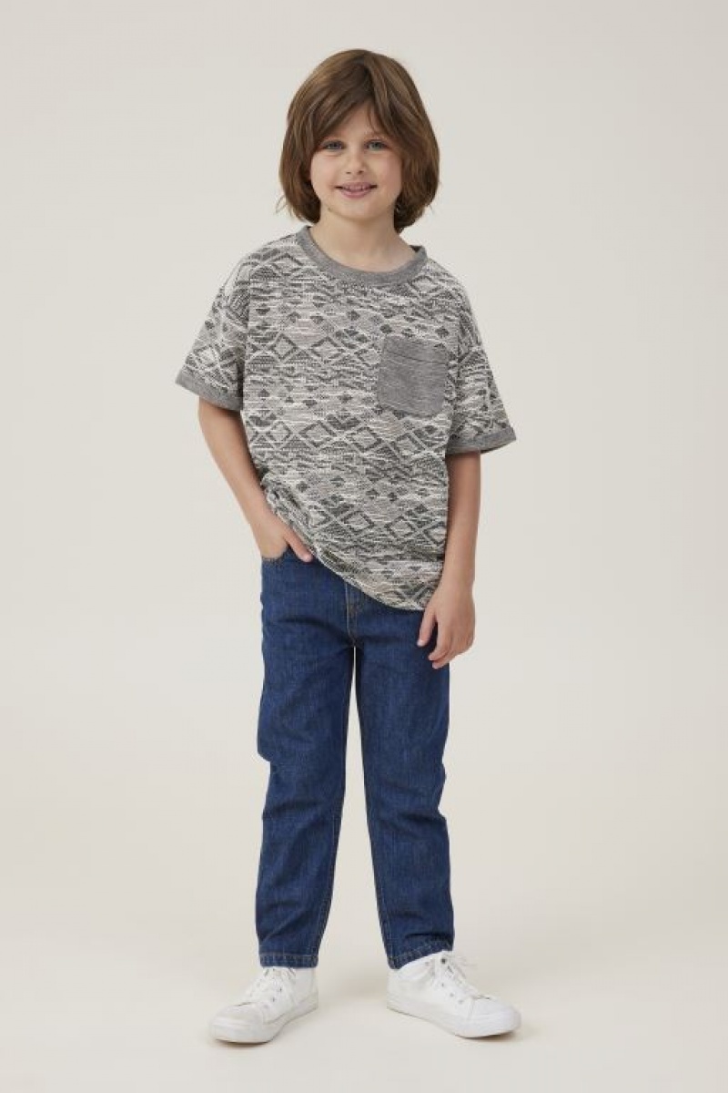 Cotton On Jett Short Sleeve Textured Boys' T Shirts Phantom | oMAJROoaByk
