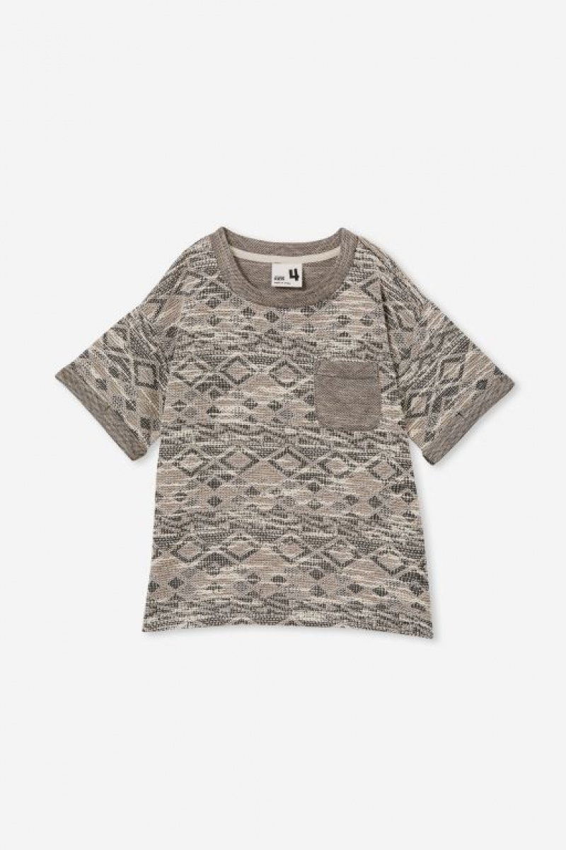 Cotton On Jett Short Sleeve Textured Boys' T Shirts Phantom | oMAJROoaByk