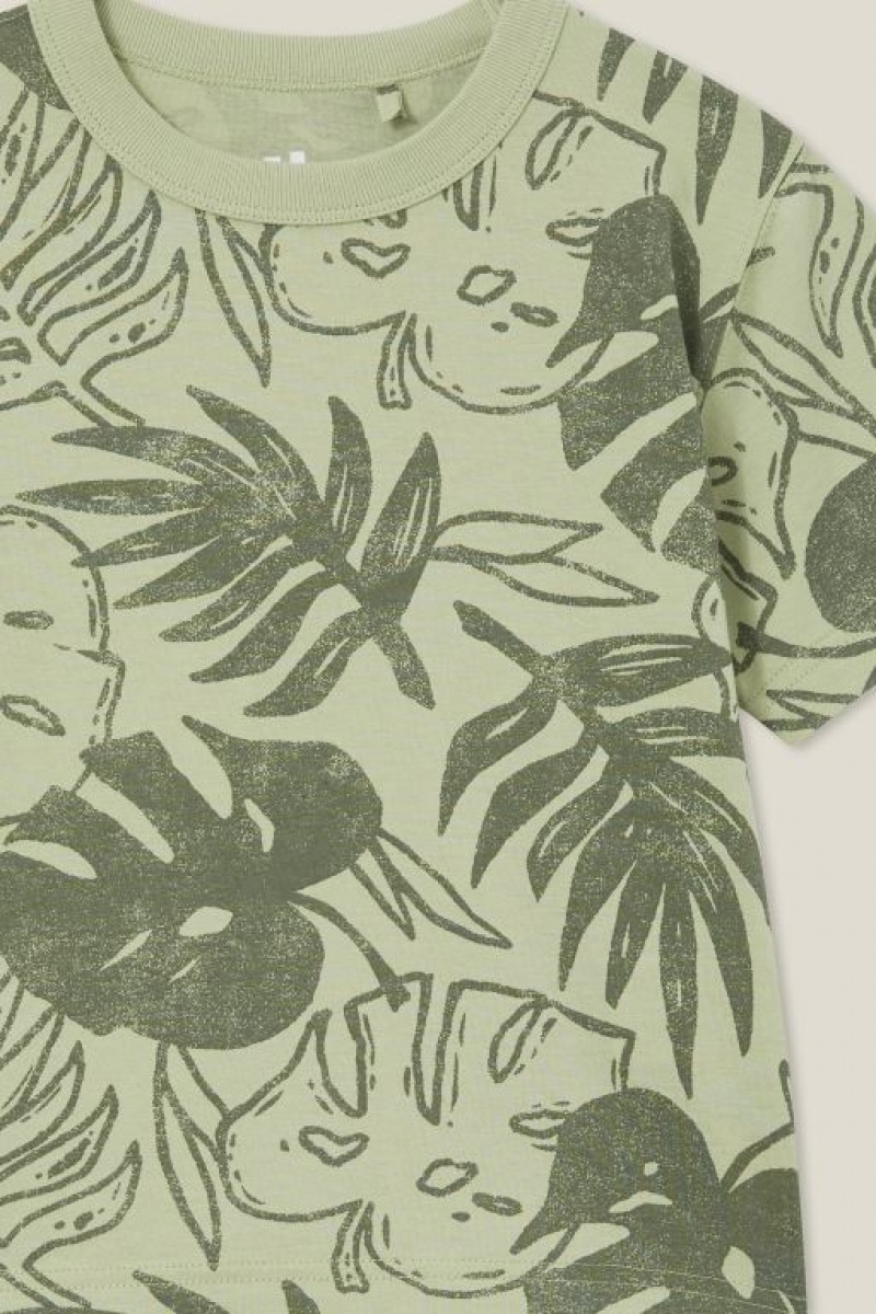 Cotton On Jonny Short Sleeve Print Boys' T Shirts Green / Green | alaGKxpCYiJ