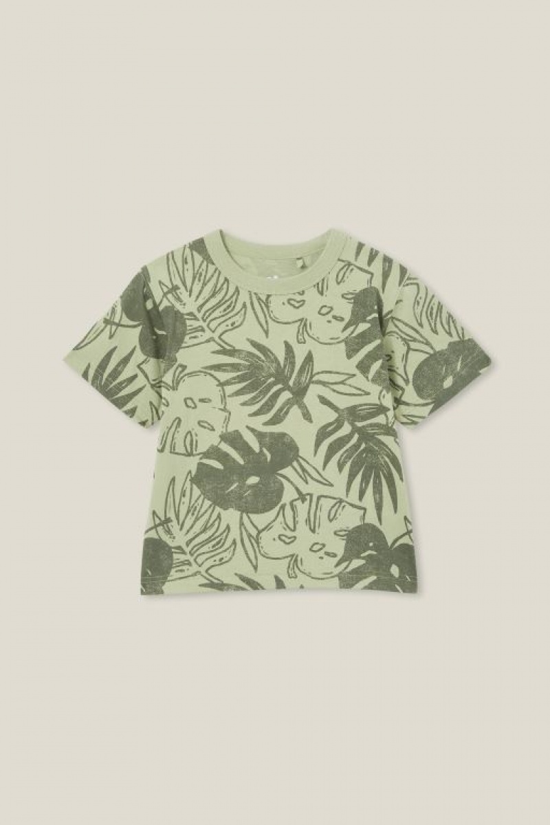 Cotton On Jonny Short Sleeve Print Boys\' T Shirts Green / Green | alaGKxpCYiJ