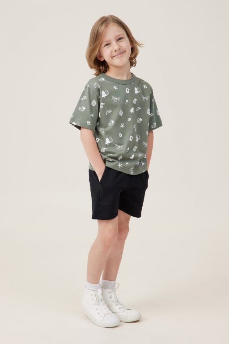 Cotton On Jonny Short Sleeve Print Boys' T Shirts Green | dXNpl6PvgHZ