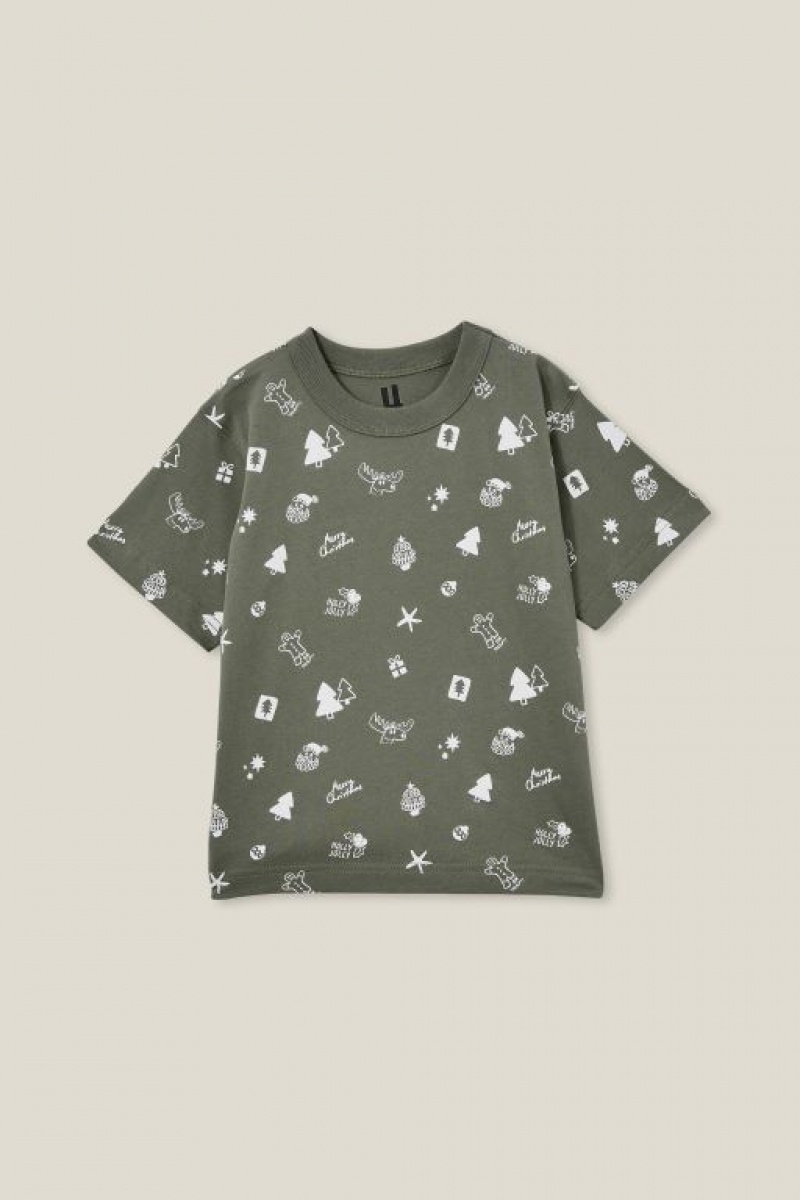 Cotton On Jonny Short Sleeve Print Boys' T Shirts Green | dXNpl6PvgHZ