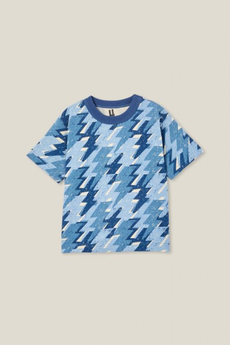 Cotton On Jonny Short Sleeve Print Boys' T Shirts Blue | VAQwuhsP7Gy
