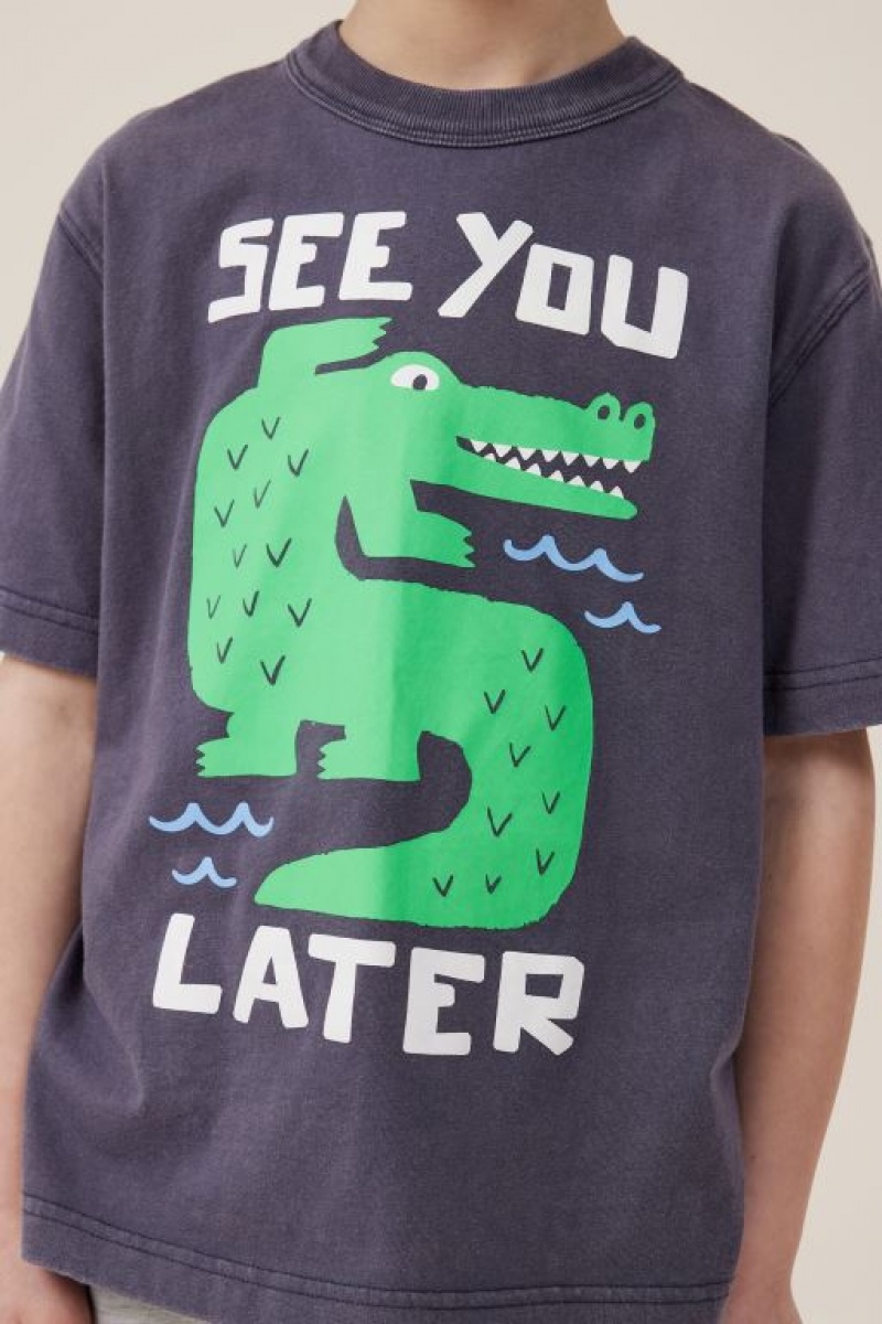 Cotton On Jonny Short Sleeve Print Boys' T Shirts Grey | KYOc3B1lRbi