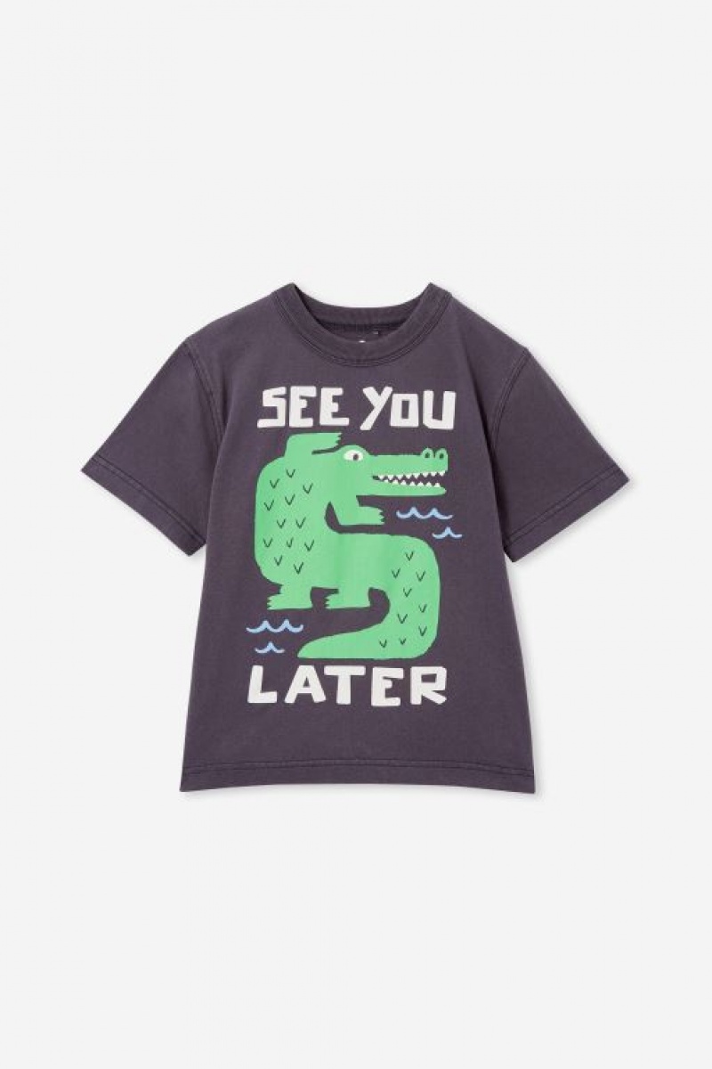 Cotton On Jonny Short Sleeve Print Boys' T Shirts Grey | KYOc3B1lRbi