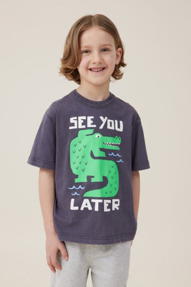 Cotton On Jonny Short Sleeve Print Boys\' T Shirts Grey | KYOc3B1lRbi