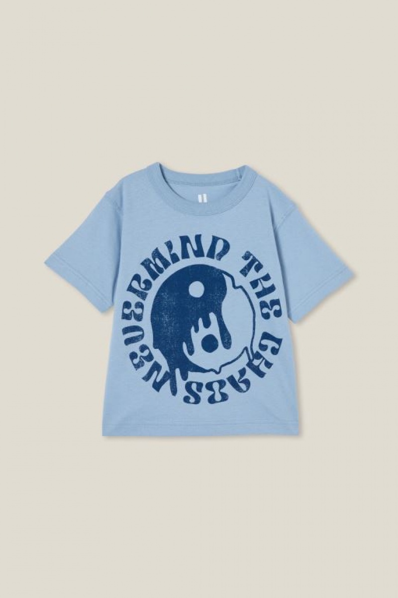Cotton On Jonny Short Sleeve Print Boys\' T Shirts Blue | XbNXFhqj7xe