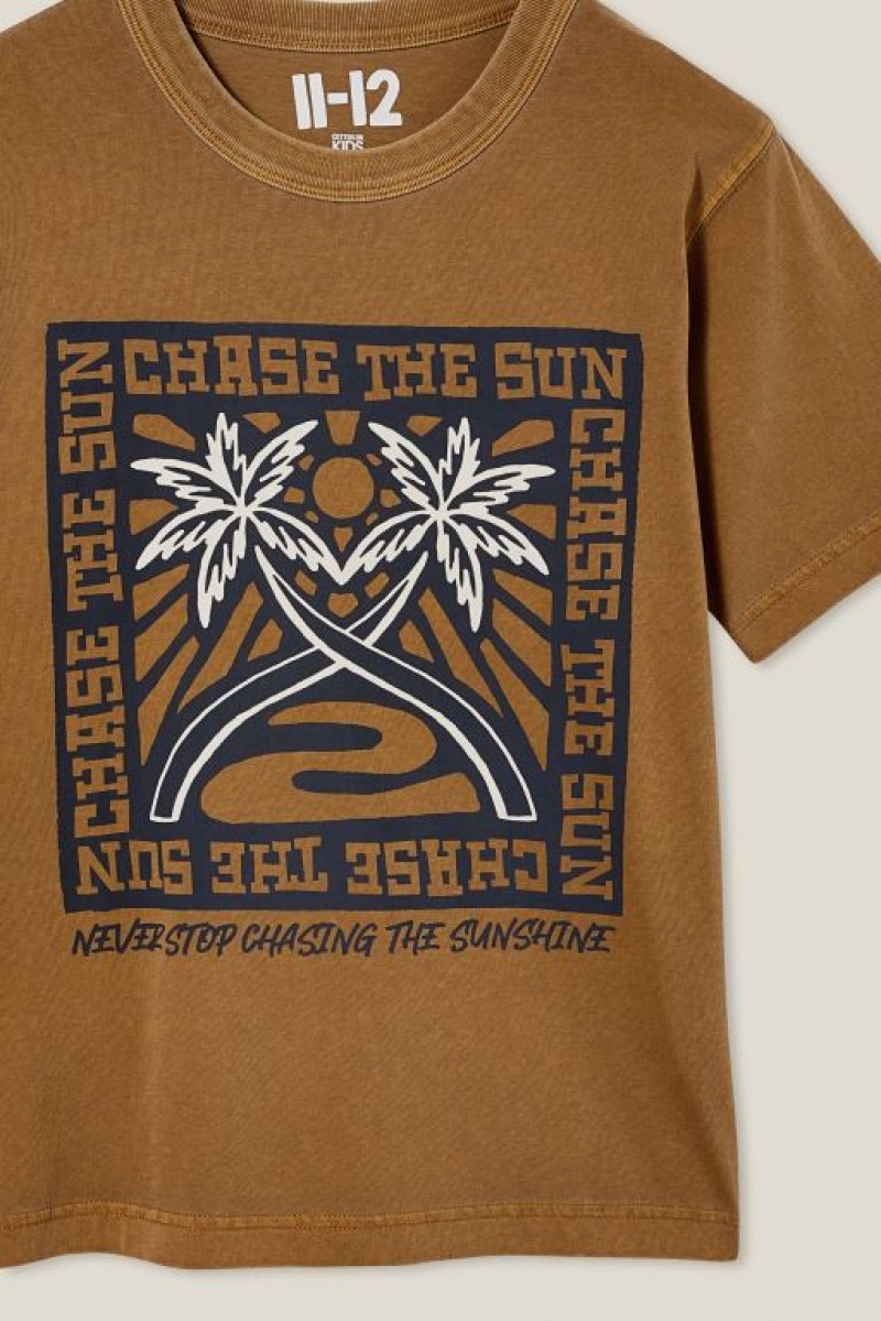 Cotton On Jono Short Sleeve Print Boys' T Shirts Brown / Orange | lY7SLqebEct