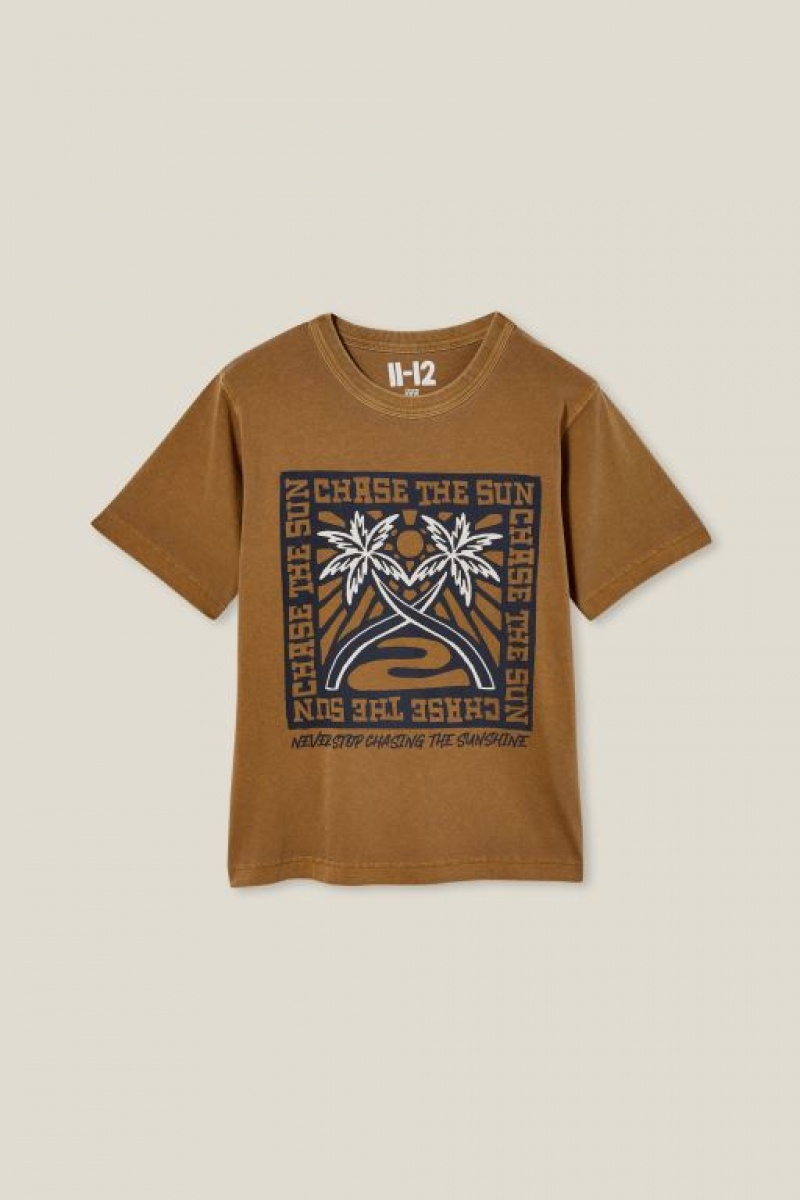 Cotton On Jono Short Sleeve Print Boys\' T Shirts Brown / Orange | lY7SLqebEct