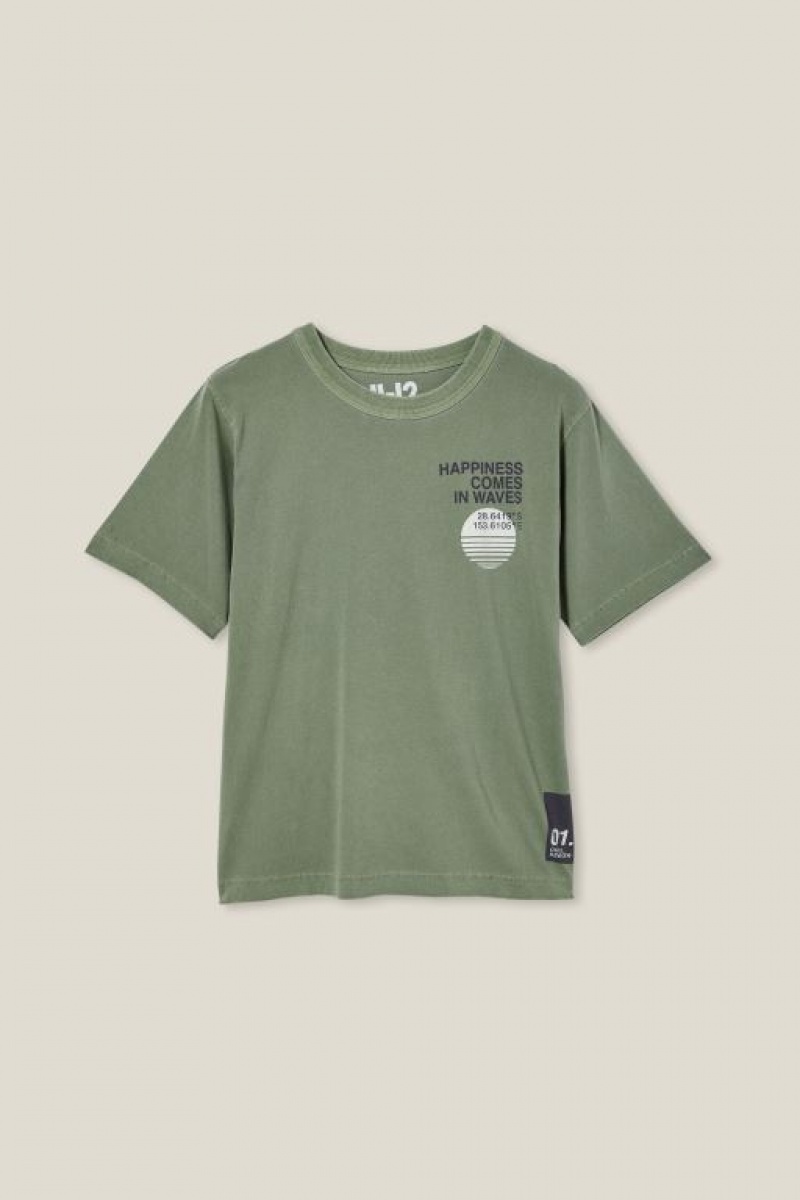 Cotton On Jono Short Sleeve Print Boys\' T Shirts Deep Olive | c9aFsEJgaEf