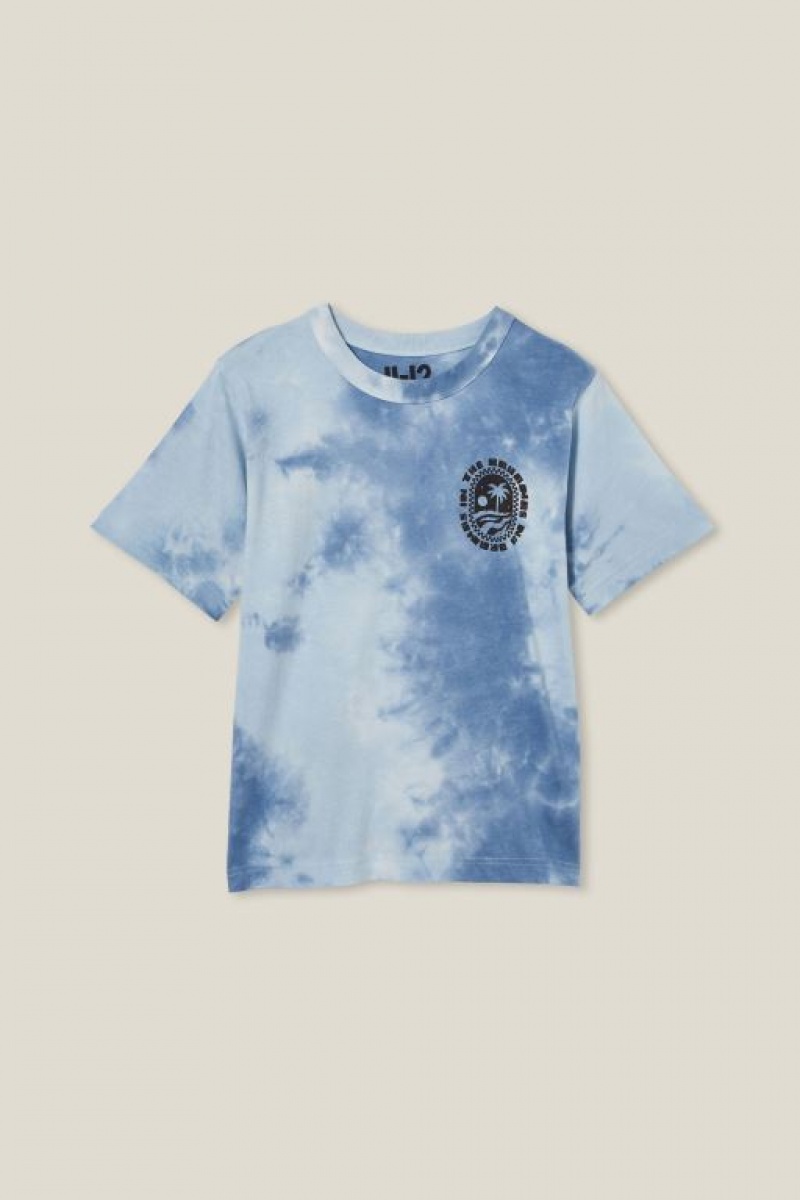 Cotton On Jono Short Sleeve Print Boys\' T Shirts Blue | eURNP3K85Ju