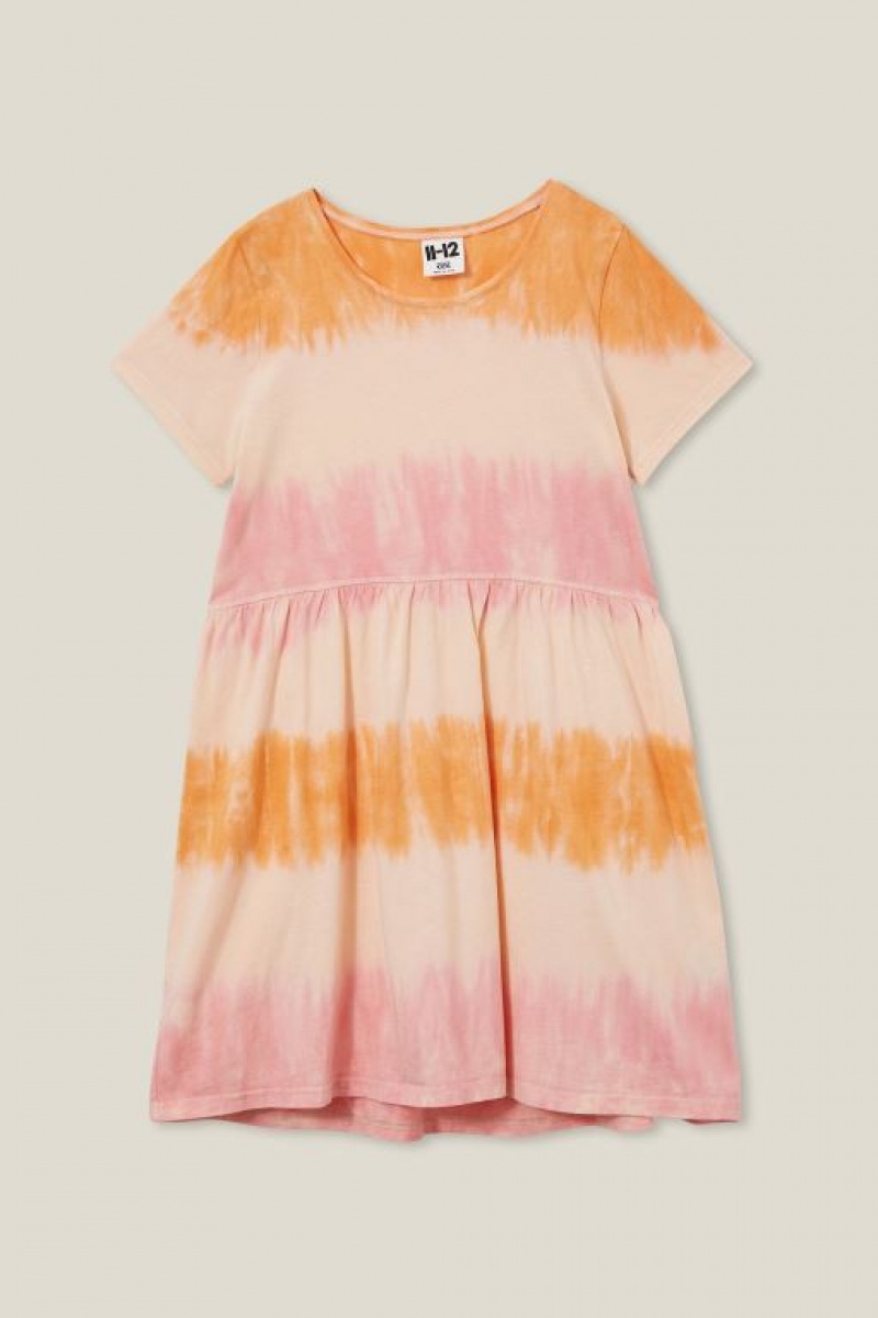 Cotton On Jordan Short Sleeve Girls' Dress Sunset | Mf1U2COJXkY
