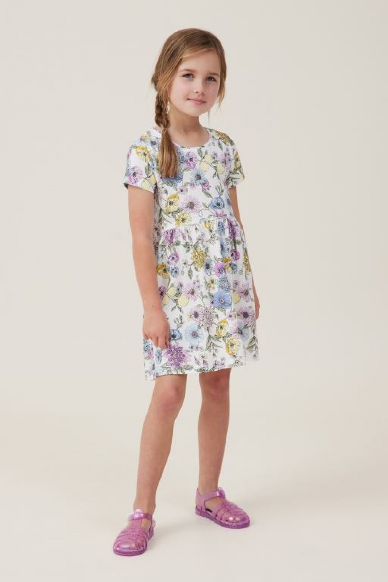 Cotton On Jordan Short Sleeve Girls' Dress Light Yellow | FTK3sYSvW7x