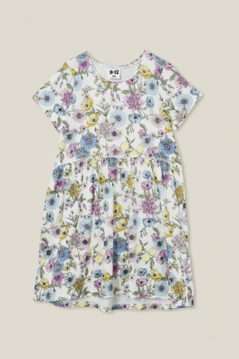 Cotton On Jordan Short Sleeve Girls' Dress Light Yellow | FTK3sYSvW7x
