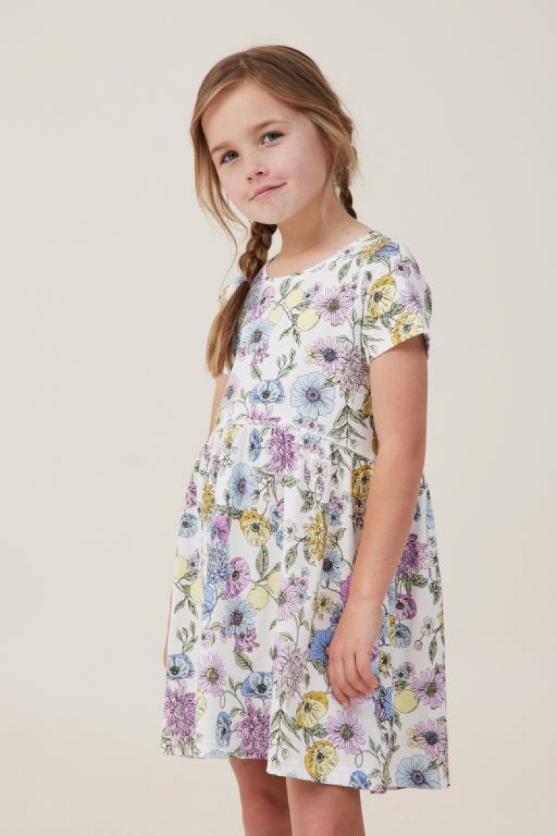 Cotton On Jordan Short Sleeve Girls\' Dress Light Yellow | FTK3sYSvW7x