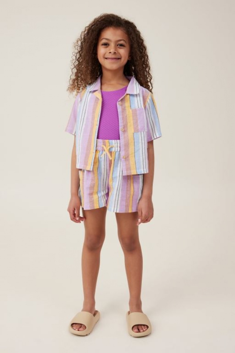 Cotton On Kai Girls' Shorts Stripes | FEhDBE3Cx65