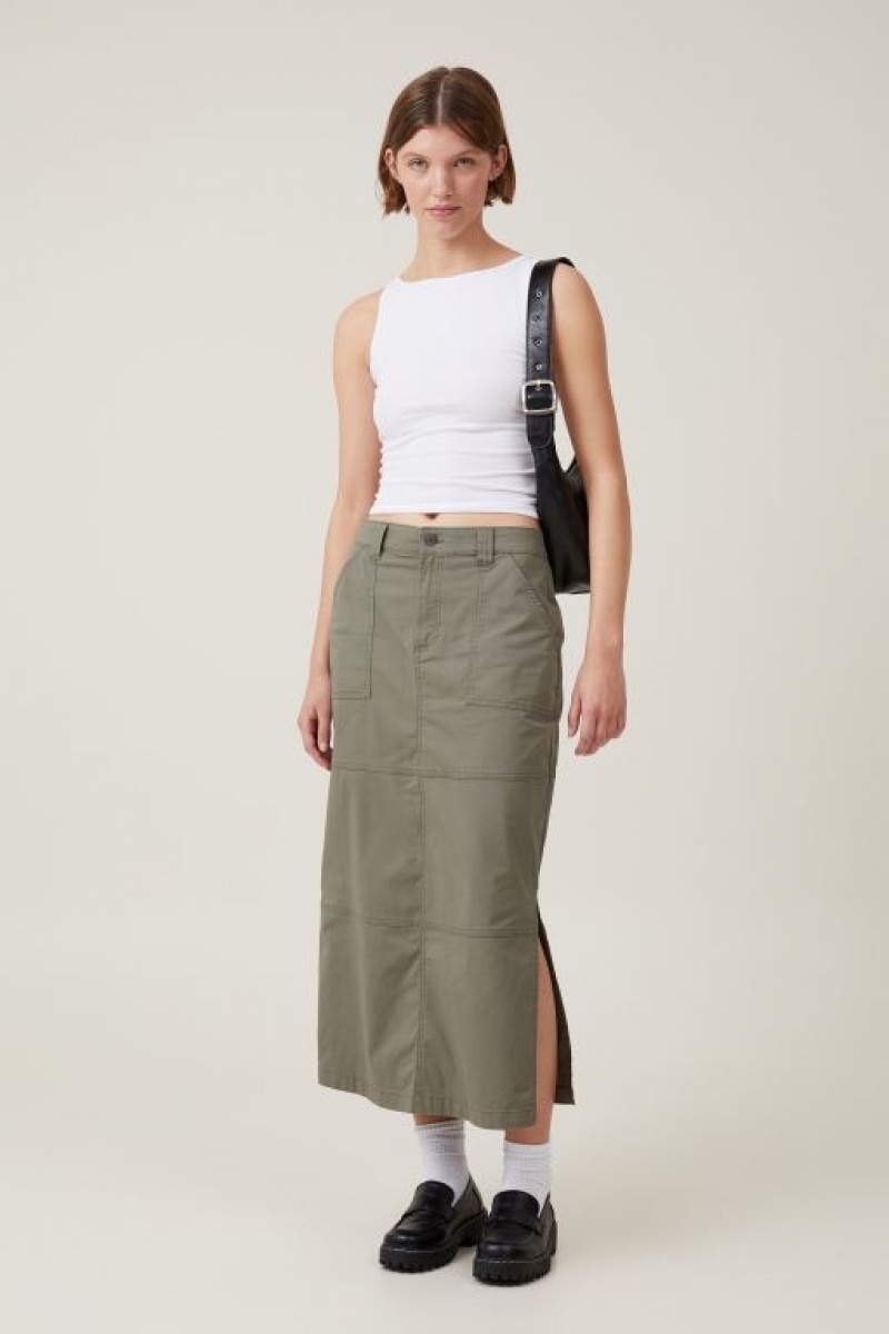 Cotton On Kai Maxi Women\'s Skirt Khaki | CKyhDRNxbwQ