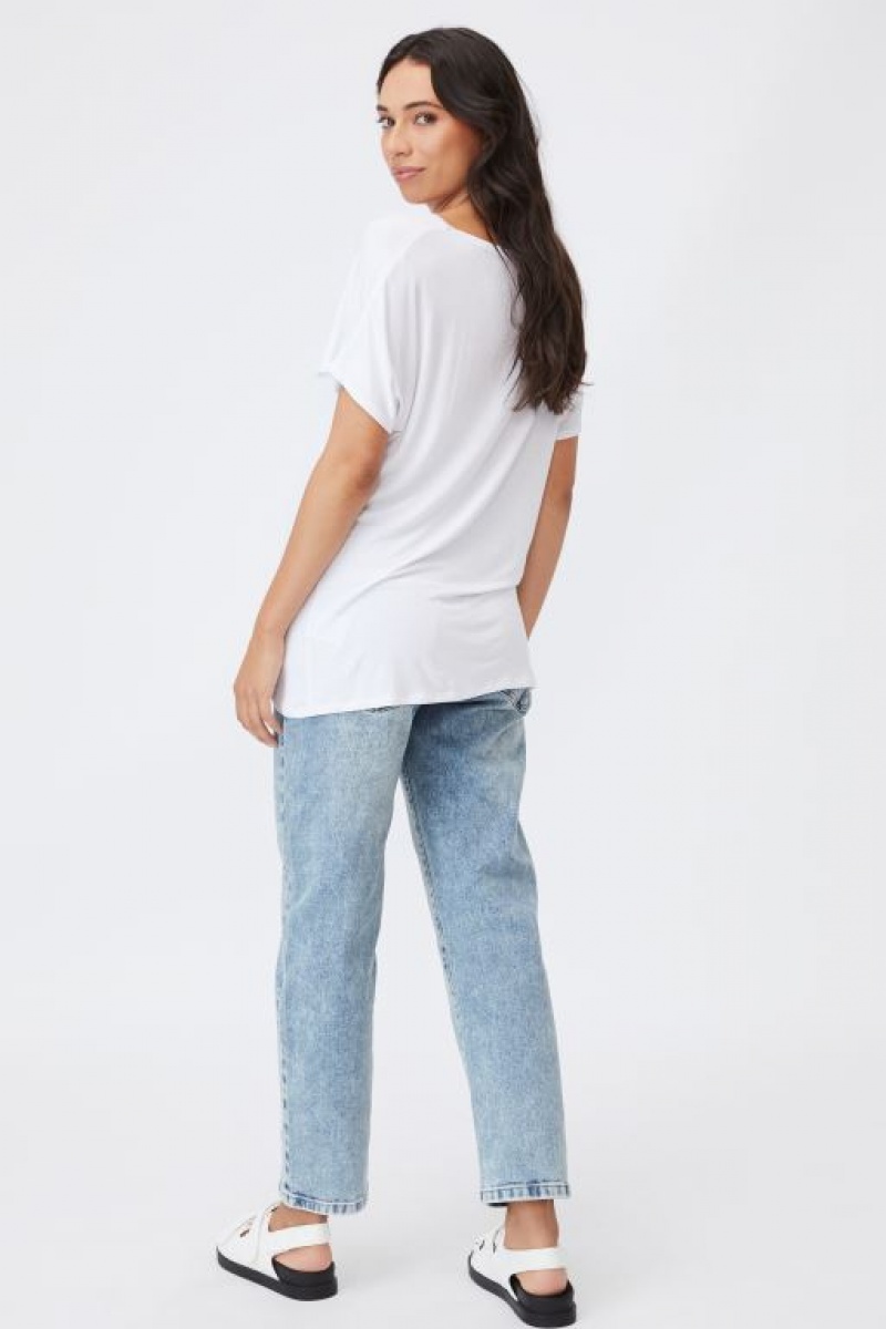 Cotton On Karly Short Sleeve Top Women's Maternity Wear White | amdzTQLYeYO