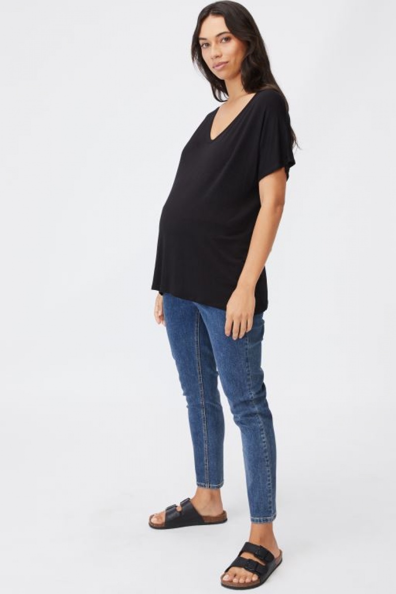 Cotton On Karly Short Sleeve Top Women's Maternity Wear Black | W8qzFaR6kmK