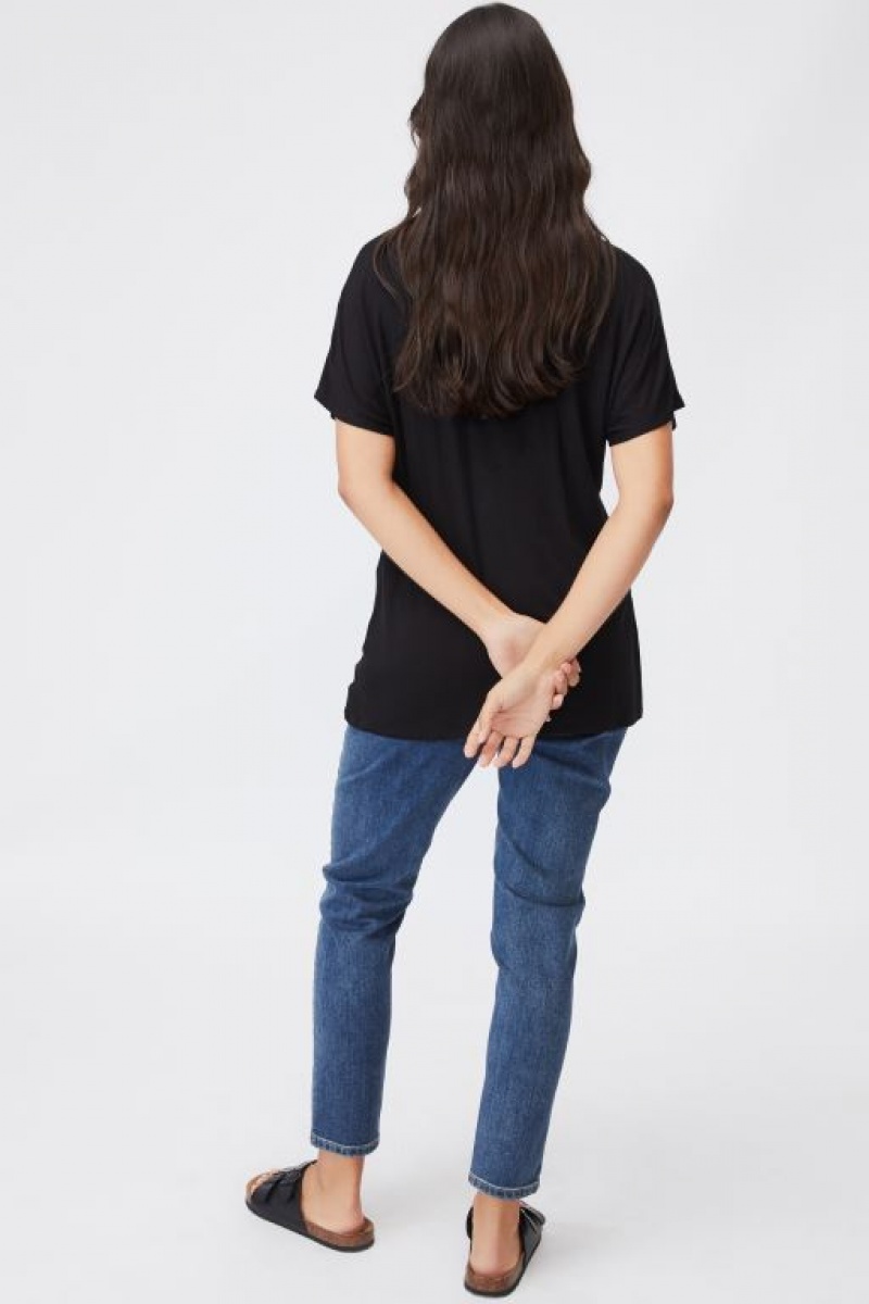 Cotton On Karly Short Sleeve Top Women's Maternity Wear Black | W8qzFaR6kmK