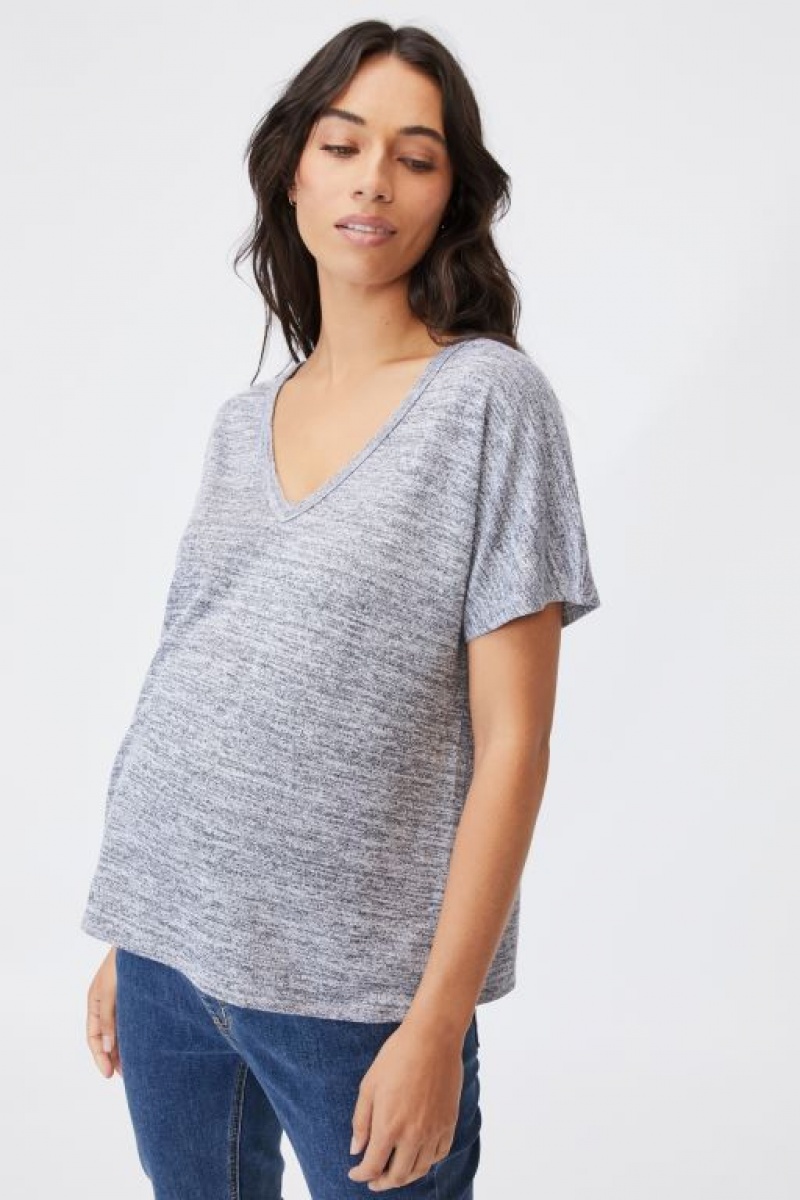 Cotton On Karly Short Sleeve Top Women's Maternity Wear Grey | 26XHsDzj5sV