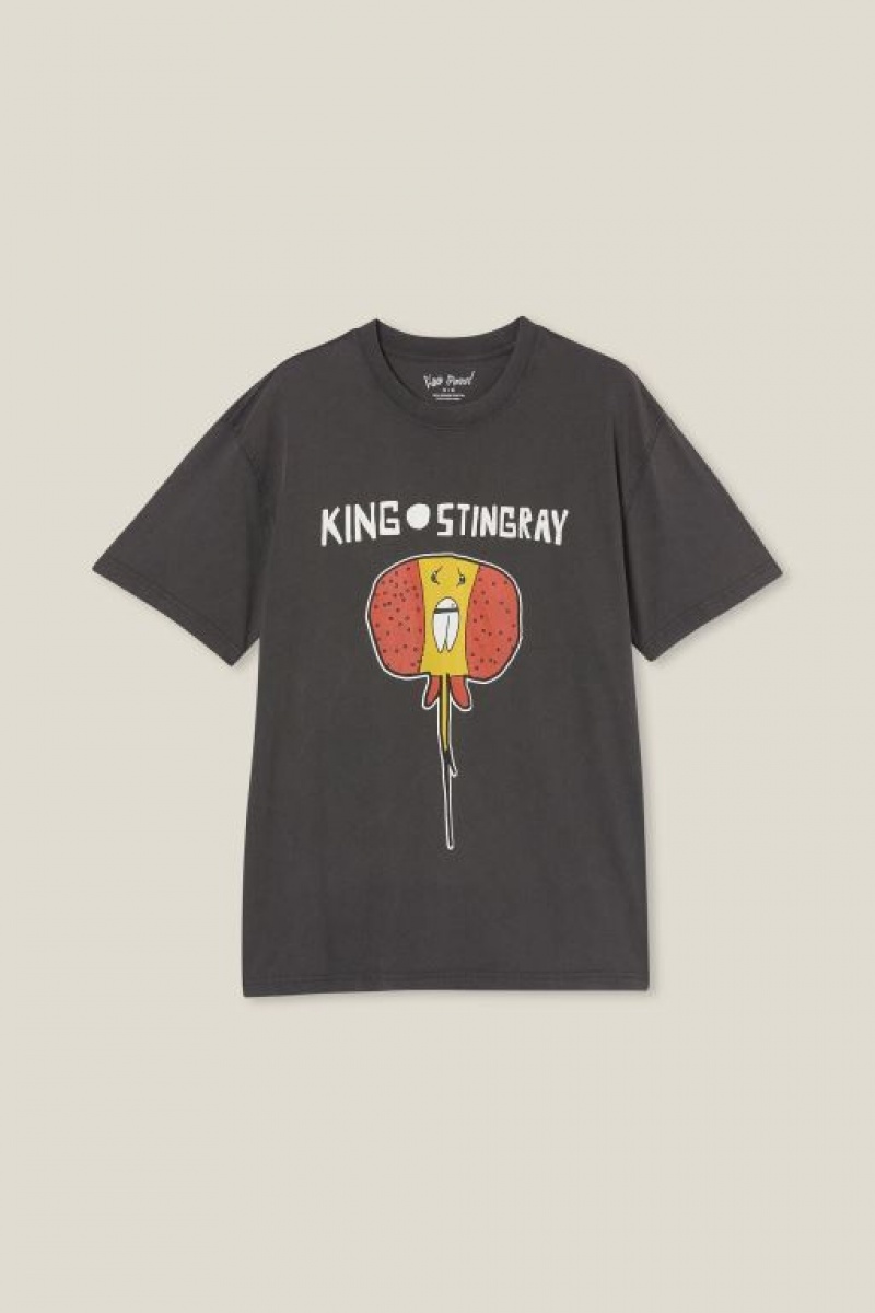 Cotton On King Stingray Loose Fit Men\'s Graphic T-Shirts Black | SVu7RvzB1ec