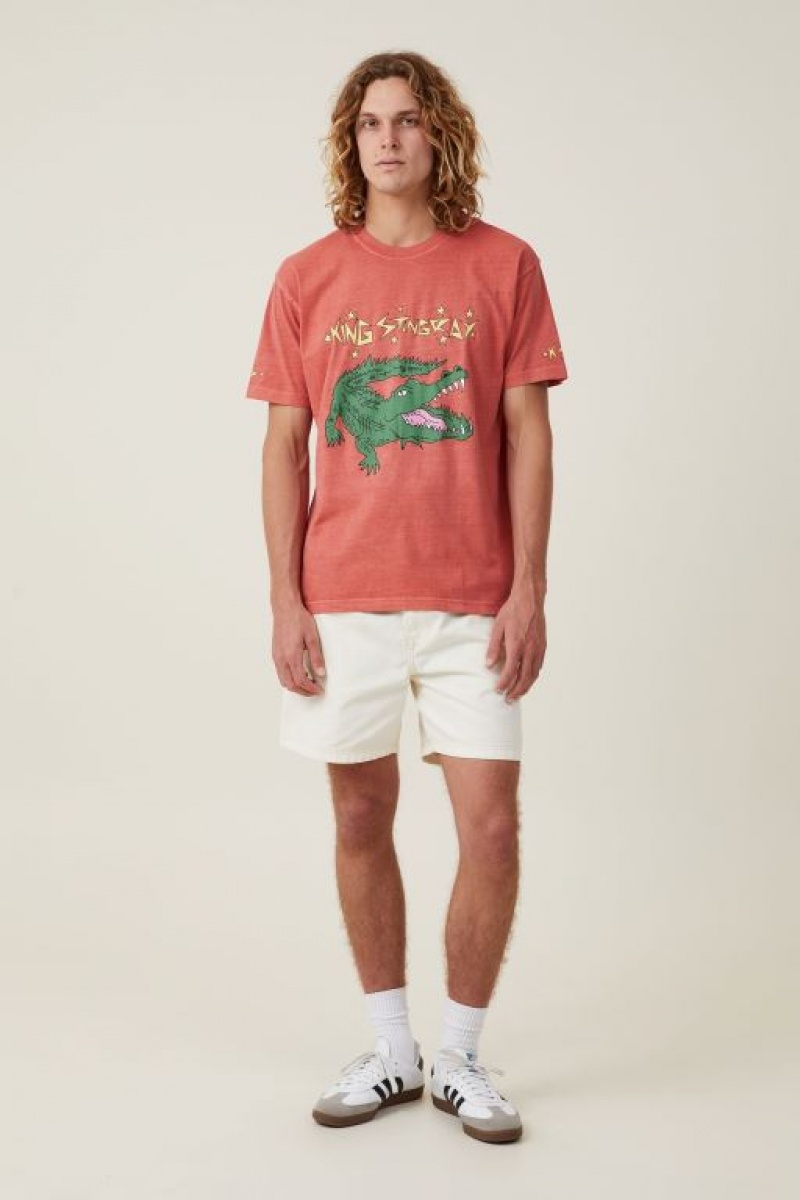 Cotton On King Stingray Loose Fit Men's Graphic T-Shirts Red | EMRrhDNxEDV