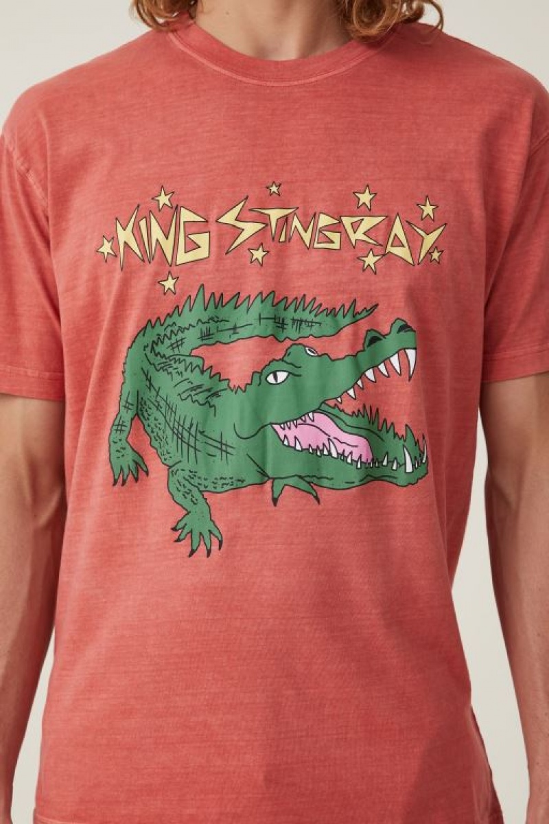 Cotton On King Stingray Loose Fit Men's Graphic T-Shirts Red | EMRrhDNxEDV