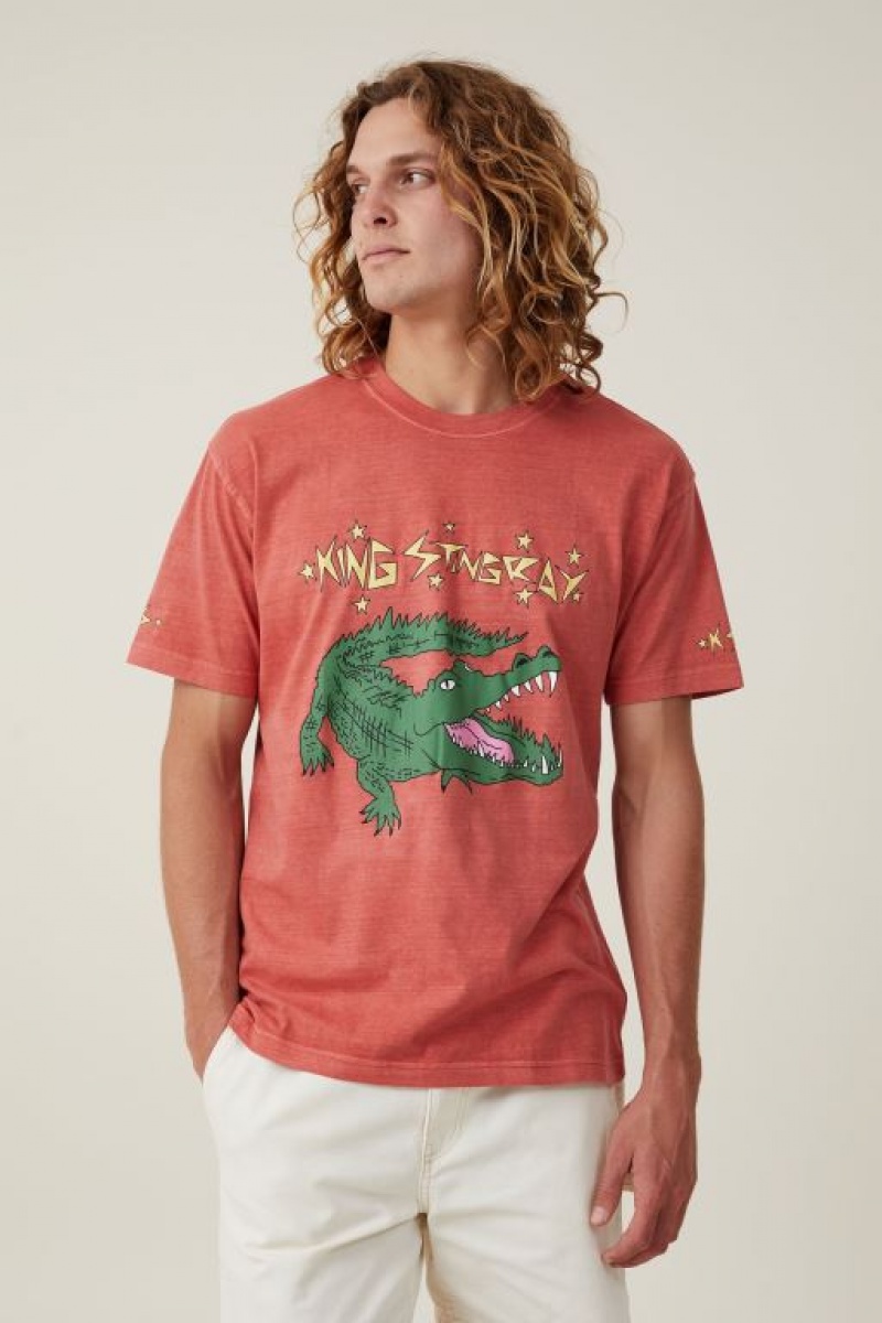 Cotton On King Stingray Loose Fit Men\'s Graphic T-Shirts Red | EMRrhDNxEDV