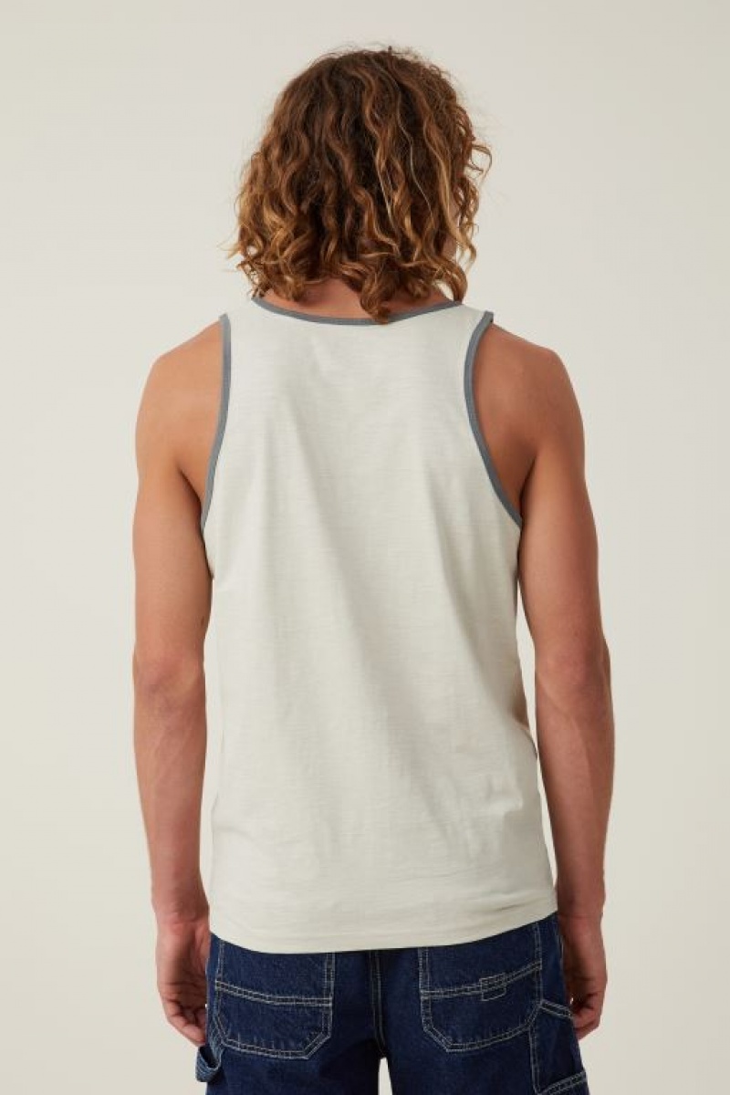 Cotton On King Stingray Ringer Tank Men's Graphic T-Shirts White | GXhozAQRInW