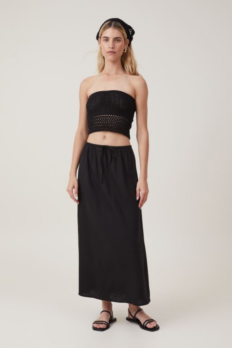 Cotton On Knit Crochet Bandeau Women's Knitwear Black | o71KdteGR6L