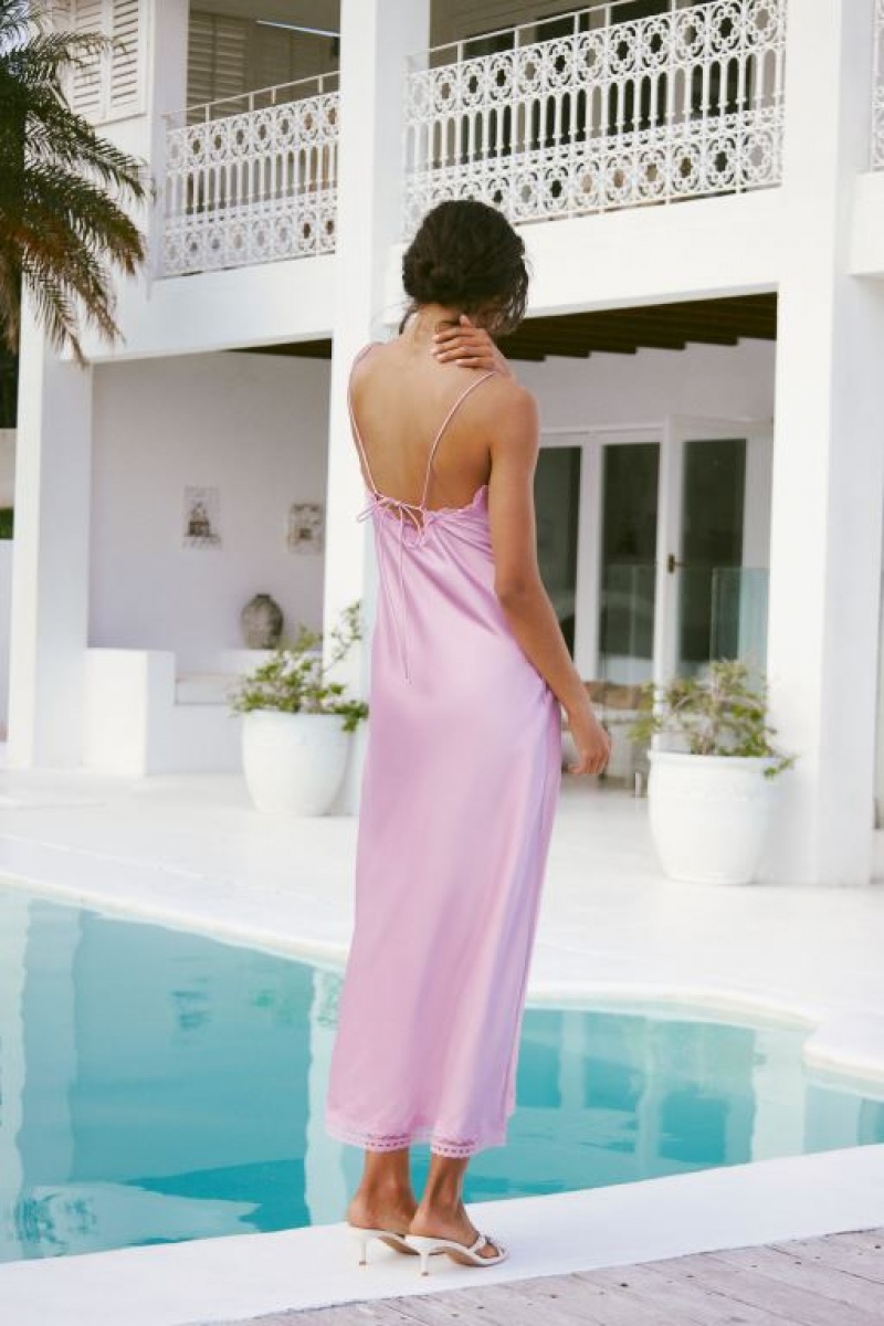 Cotton On Lace Trim Women's Maxi Dress Lavender Blue | c9ufNNcKcME
