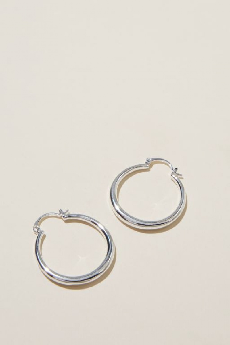 Cotton On Large Hoop Earring Women\'s Jewellery Silver | Wn3Bm2P9q8W