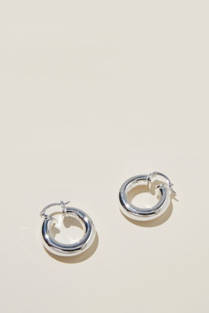 Cotton On Large Hoop Earring Women\'s Jewellery Silver | VmrauVLIPPG