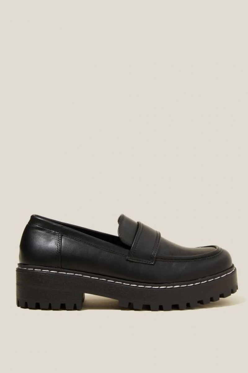 Cotton On Lauren Lug Sole Women's Loafers Black | ImYg9Ipr1n4