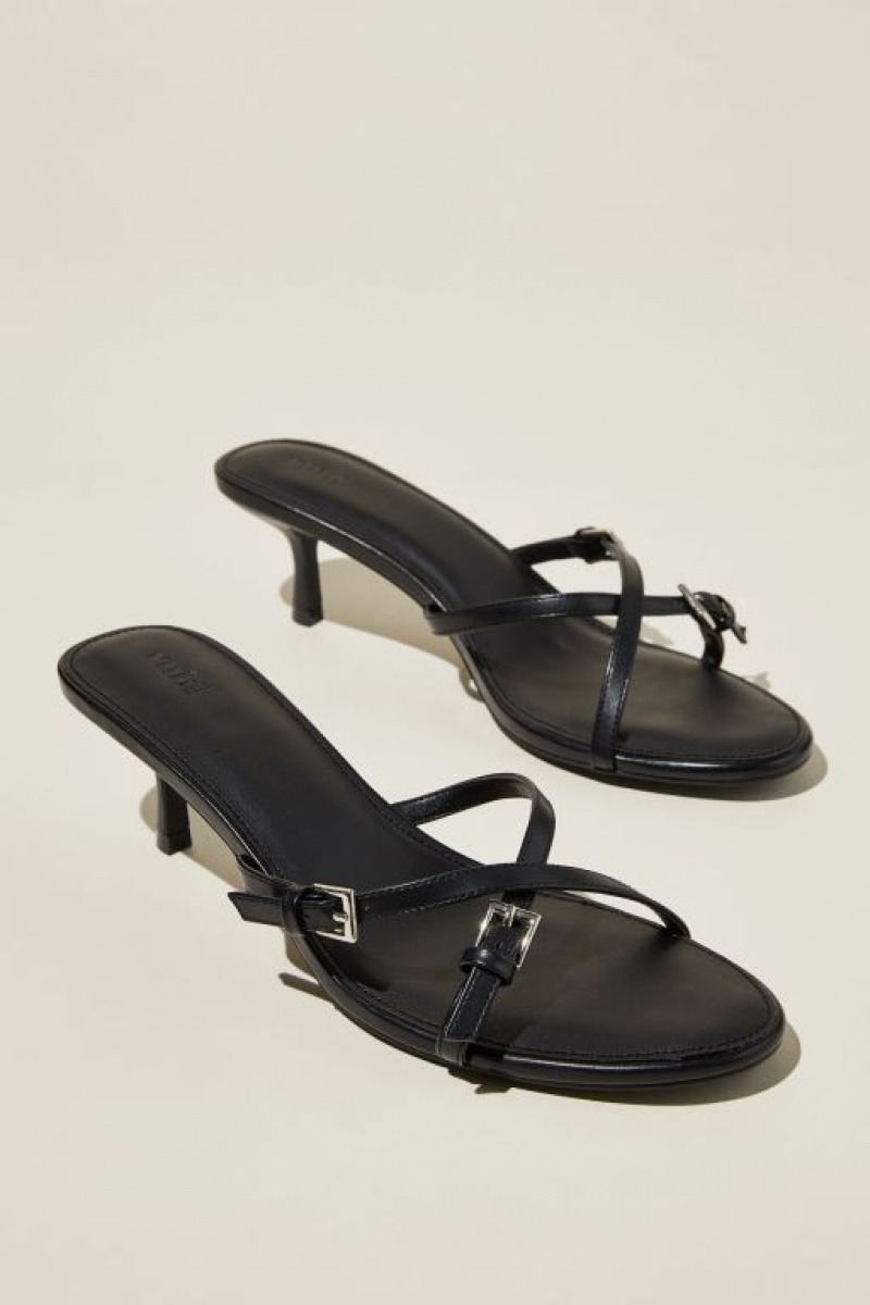 Cotton On Leah Crossover Stiletto Mule Women's Heels Black | STxKLdXWPKP