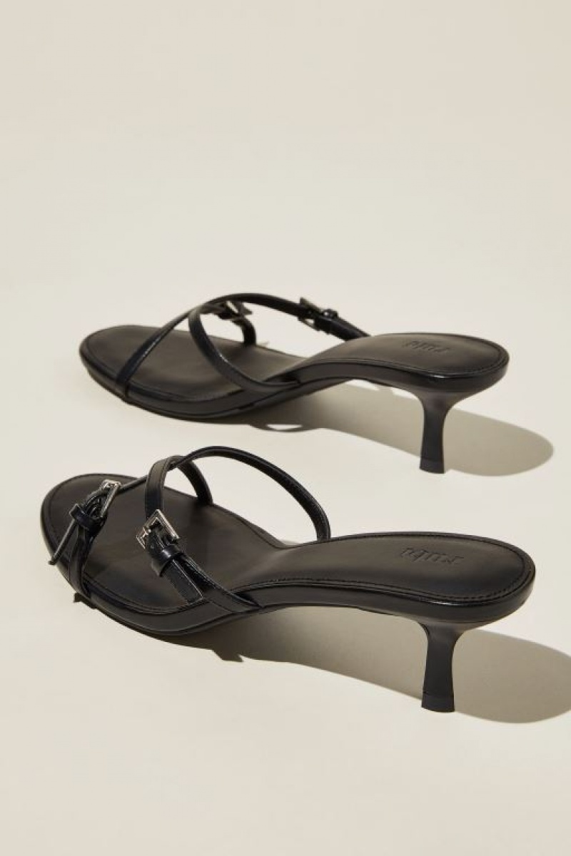 Cotton On Leah Crossover Stiletto Mule Women's Heels Black | STxKLdXWPKP