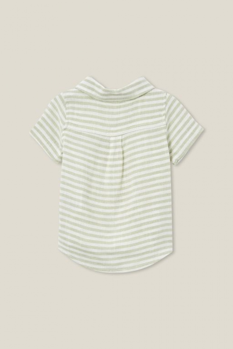 Cotton On Leonard Button Down Shirt Baby T Shirts Light Yellow Stripes | m3urcTPLxhn
