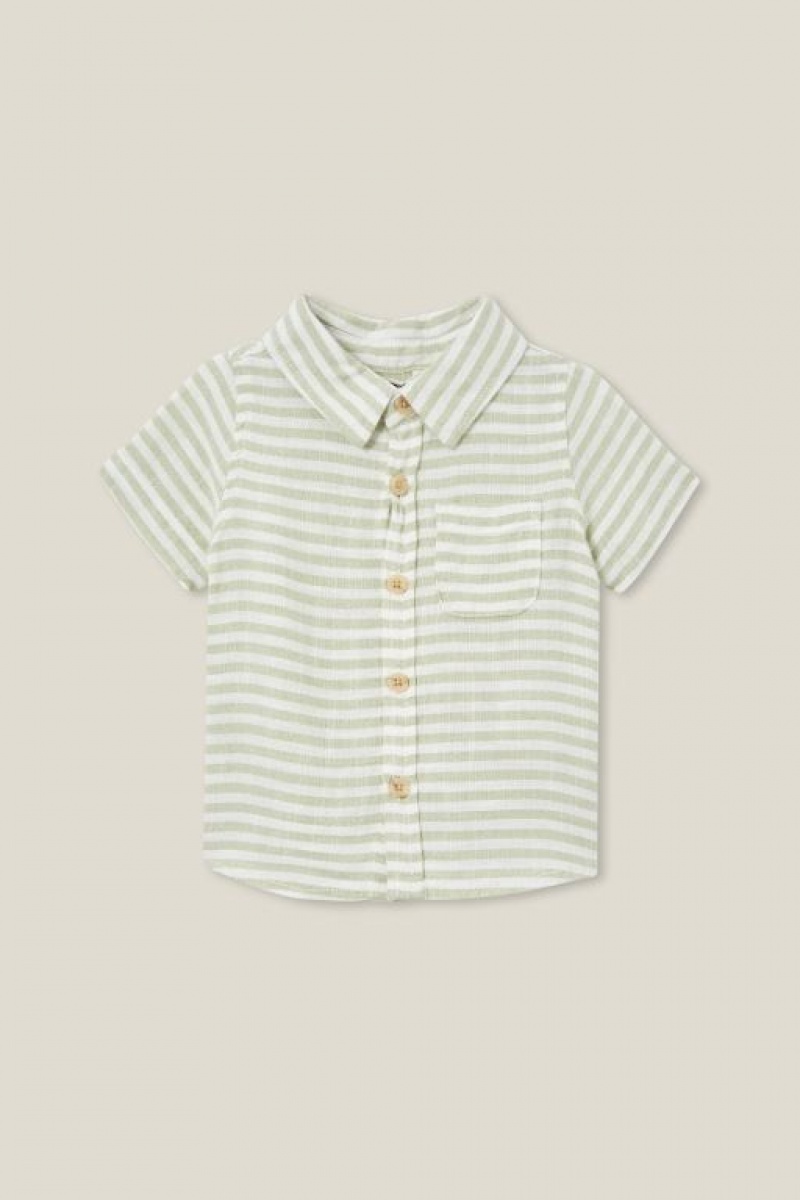 Cotton On Leonard Button Down Shirt Baby T Shirts Light Yellow Stripes | m3urcTPLxhn