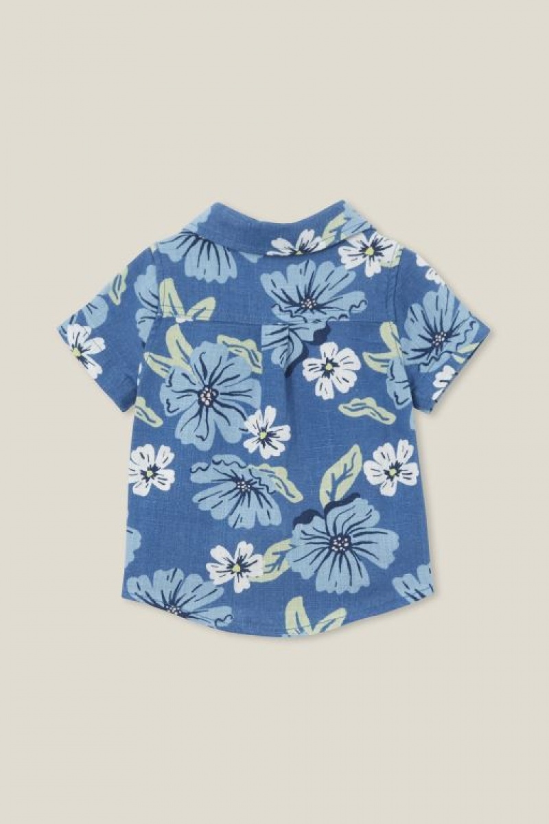 Cotton On Leonard Button Down Shirt Baby T Shirts Blue | yaonbO16Tvo
