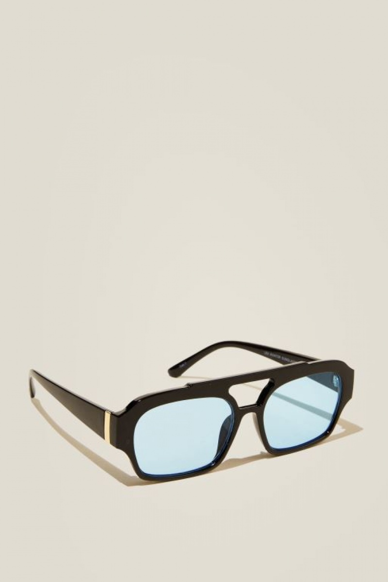 Cotton On Lex Aviator Women's Sunglasses Black / Blue | NROAEztRjkz