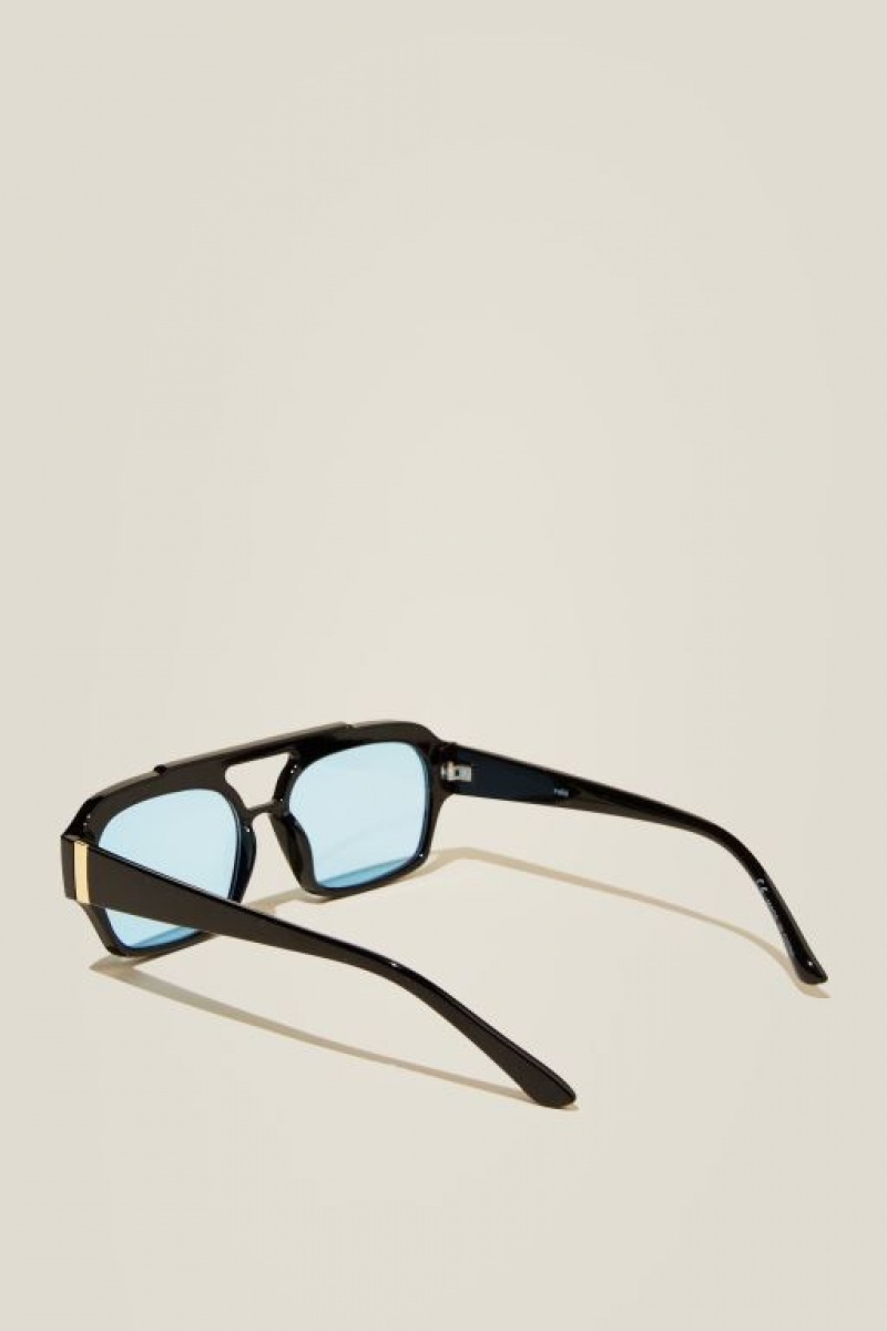 Cotton On Lex Aviator Women's Sunglasses Black / Blue | NROAEztRjkz