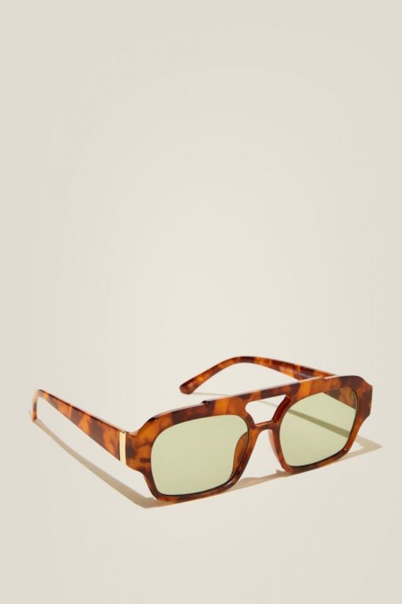 Cotton On Lex Aviator Women's Sunglasses Khaki | fBi28DCcI4h
