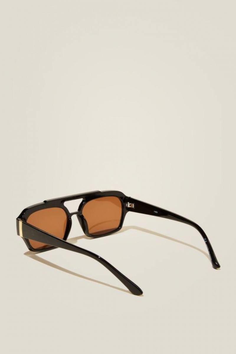 Cotton On Lex Aviator Women's Sunglasses Black / Brown | x4azjDebOoL