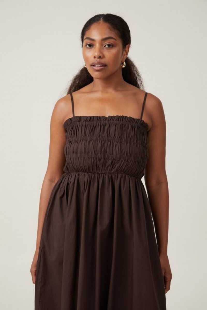 Cotton On Lexi Shirred Women's Maxi Dress Dark | JB5hZaIhqhS