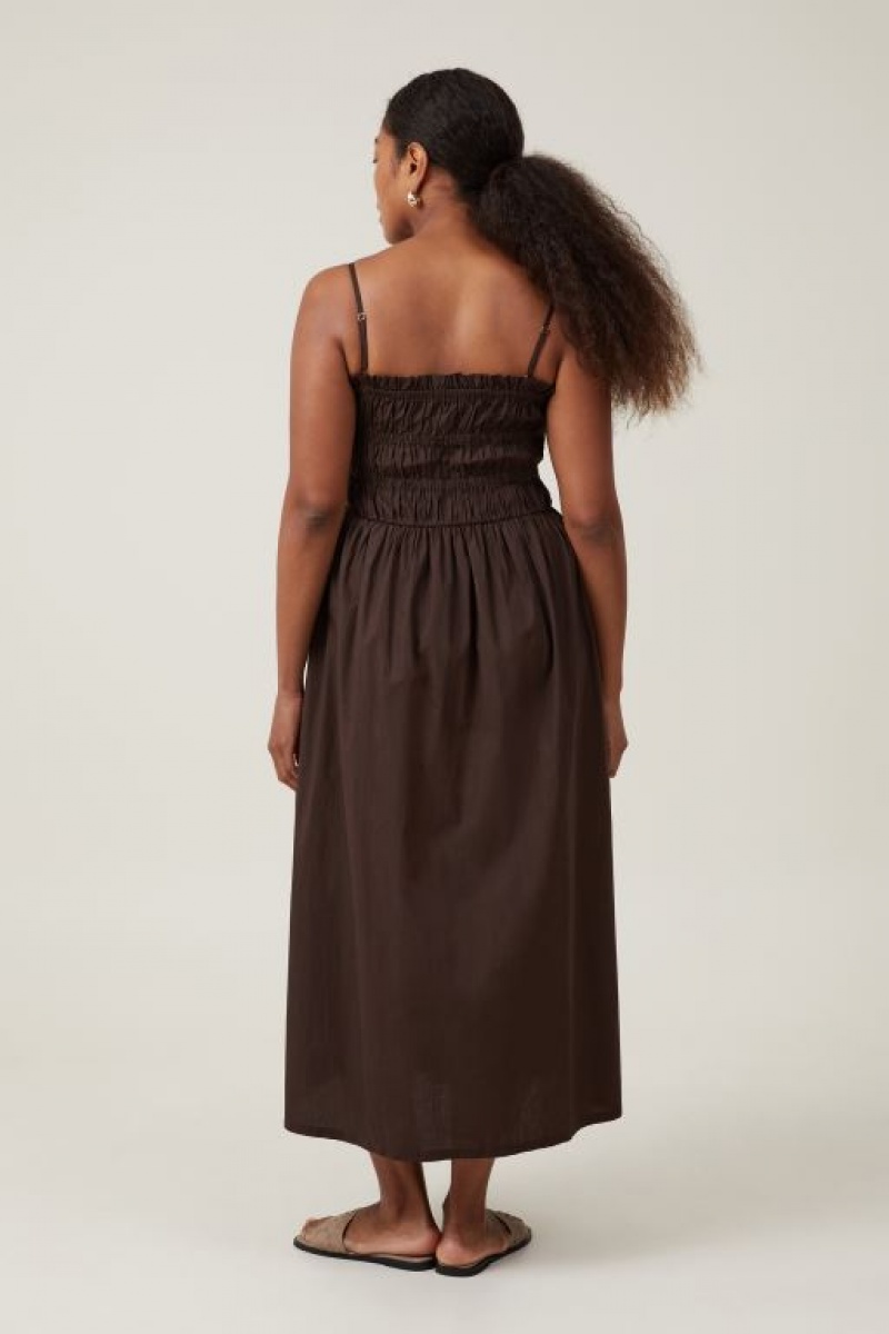 Cotton On Lexi Shirred Women's Maxi Dress Dark | JB5hZaIhqhS