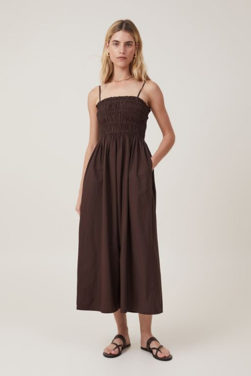 Cotton On Lexi Shirred Women's Maxi Dress Dark | JB5hZaIhqhS