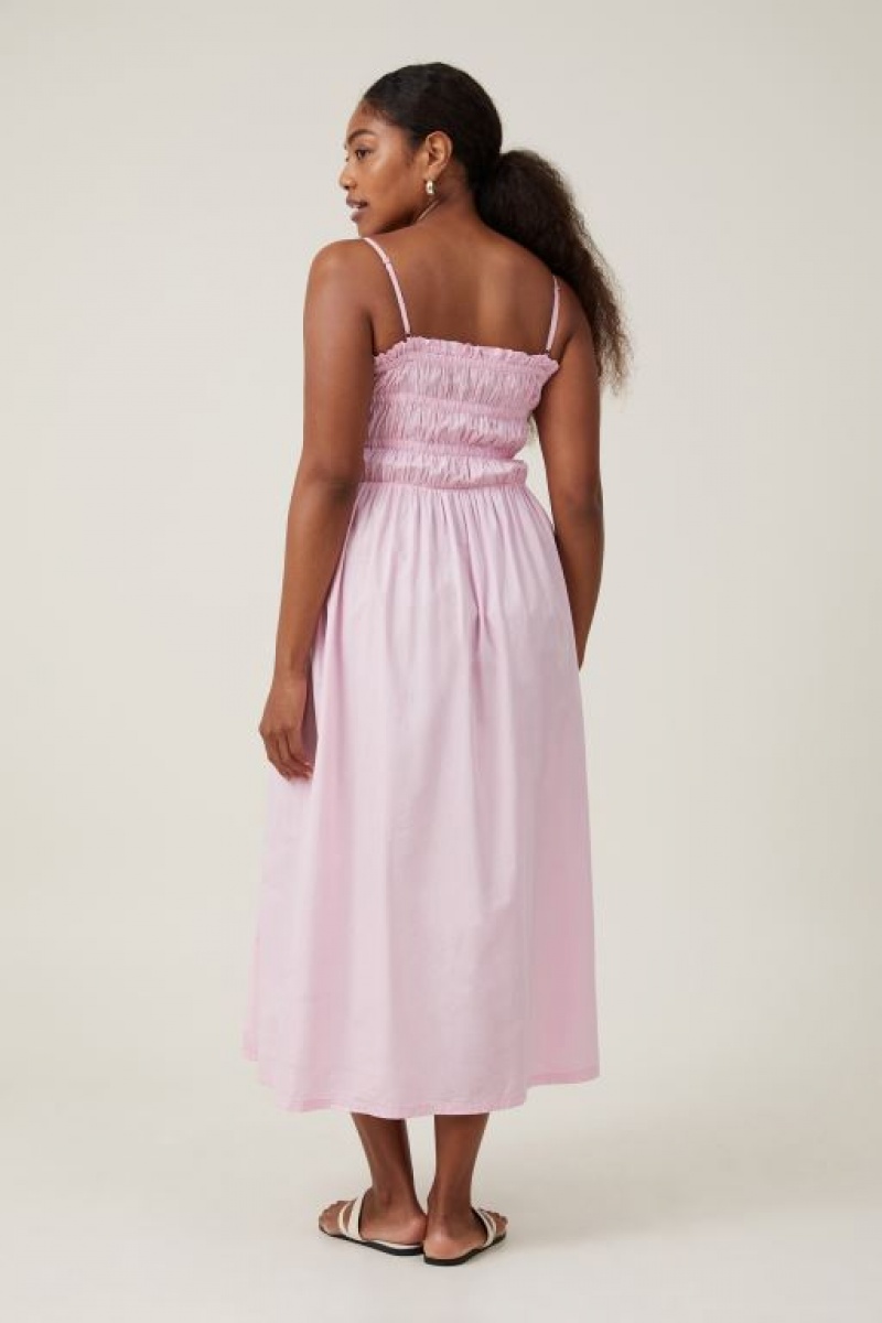 Cotton On Lexi Shirred Women's Maxi Dress Pink | Kp1Bgxl1OhL