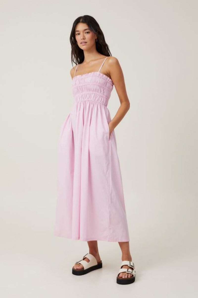 Cotton On Lexi Shirred Women's Maxi Dress Pink | Kp1Bgxl1OhL