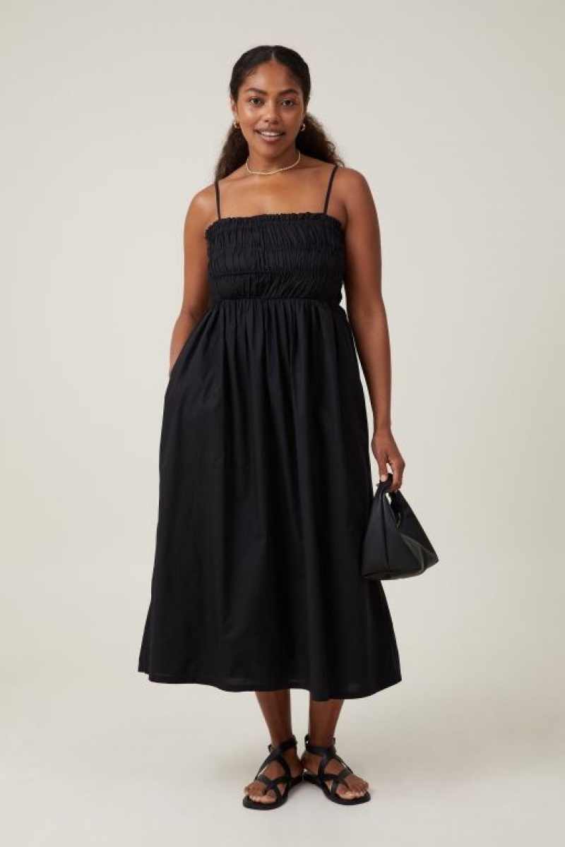 Cotton On Lexi Shirred Women\'s Maxi Dress Black | SPNrAyiMaJq